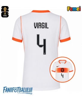 Țările de Jos Virgil van Dijk #4 Echipament de Fotbal Replică Mondial 2026 Femei Deplasare